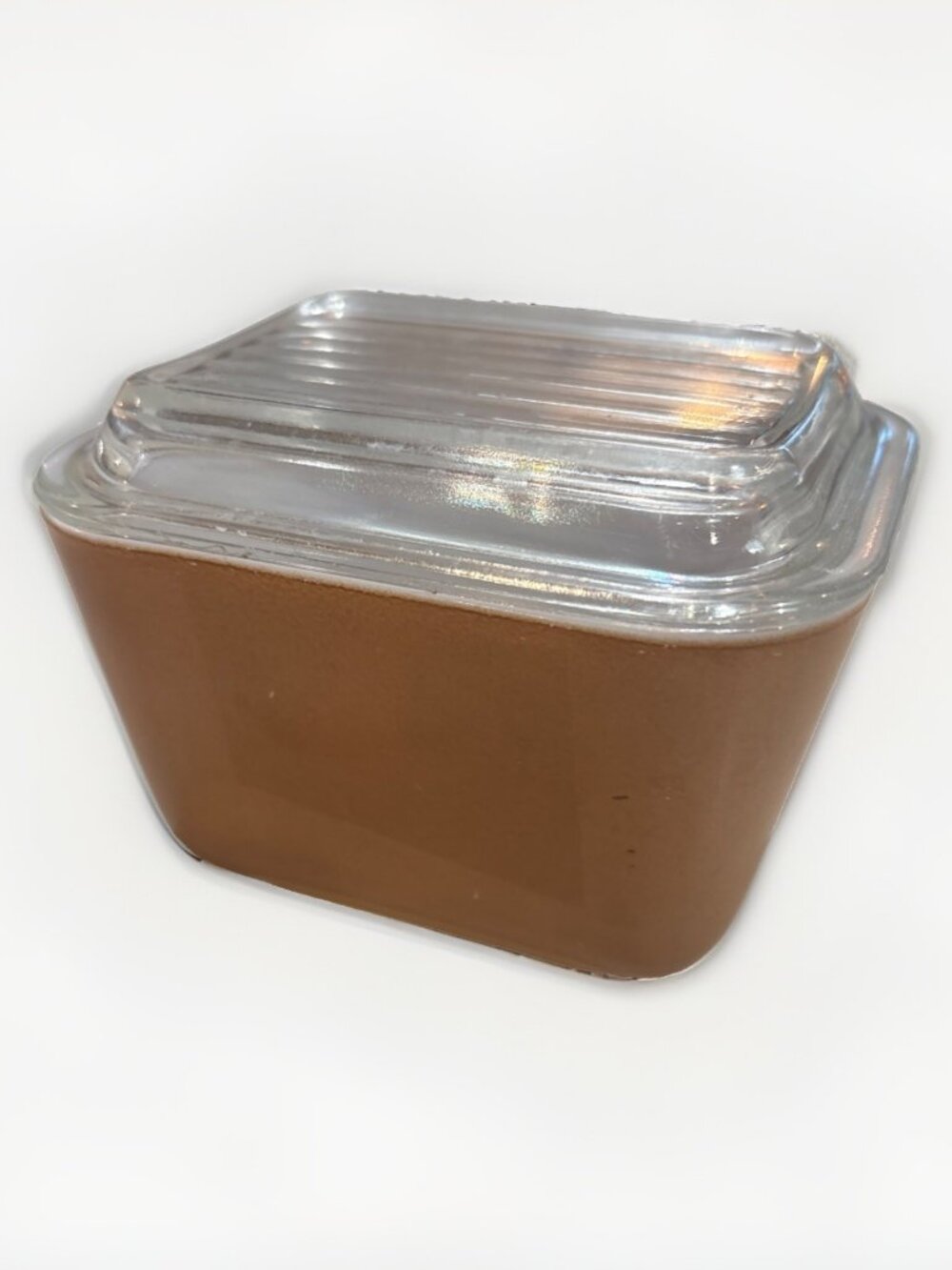 Vintage Brown Pyrex 501B 1.5C Refrigerator Dish w Glass Lid 501C Made In USA